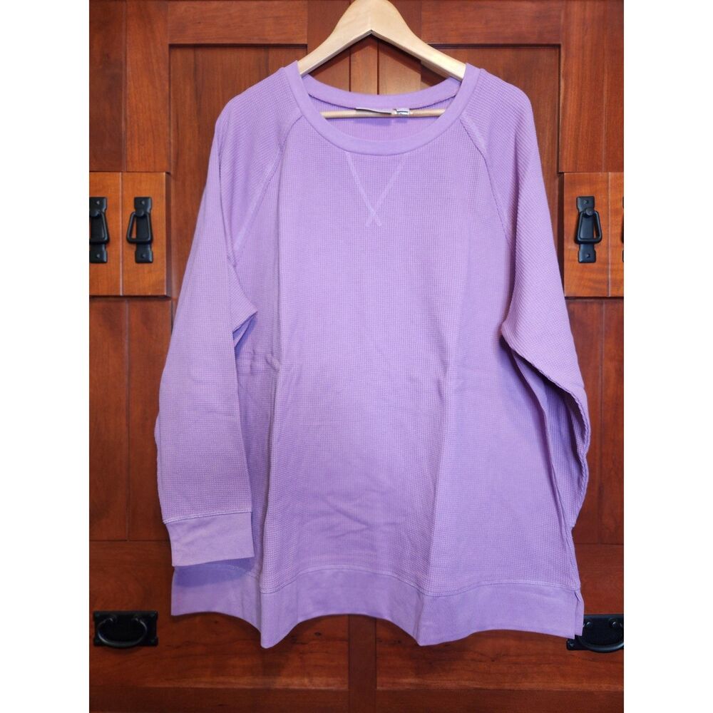 Belle by Kim Gravel Lavender Sweatshirt Waffle Texture Long Sleeved Size 2X